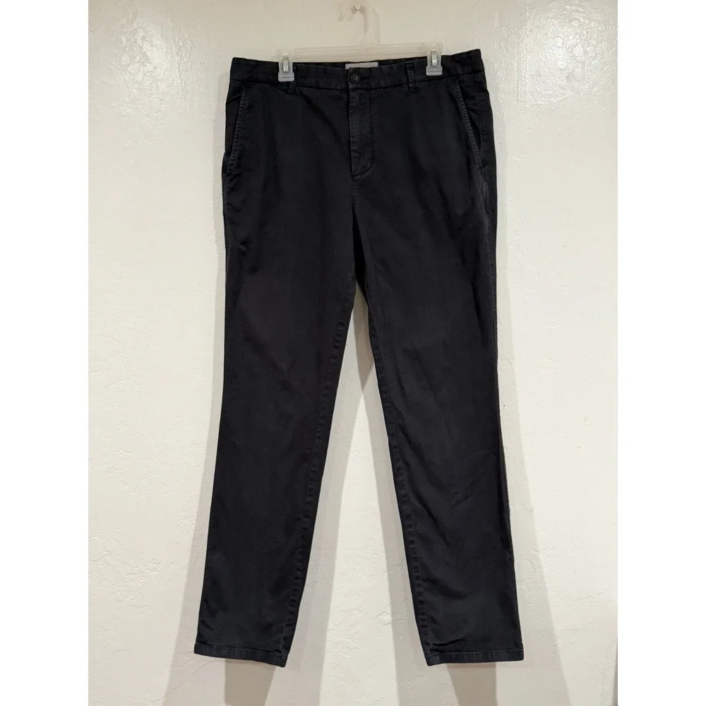 Everlane Mens Slim Fit Chino Pants Black Cotton Stretch Trousers 35x32